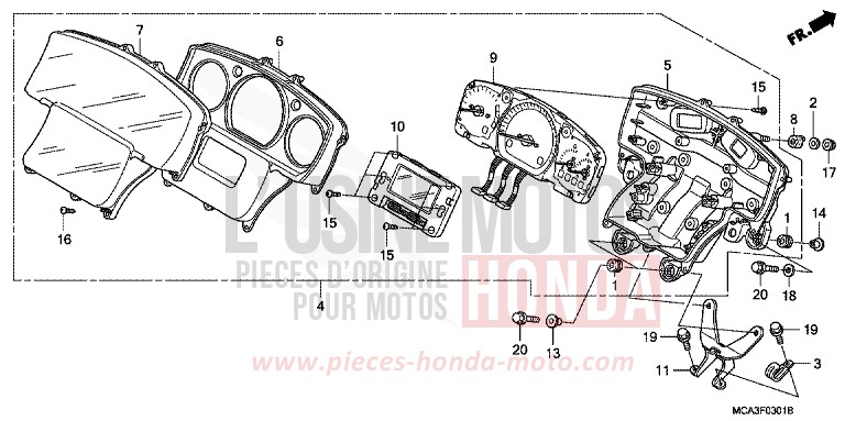 COMPTEUR (GL18006/7/8) (SANS NAVIGATION) de Gold Wing BILLET SILVER METALLIC (NHA27) 2008